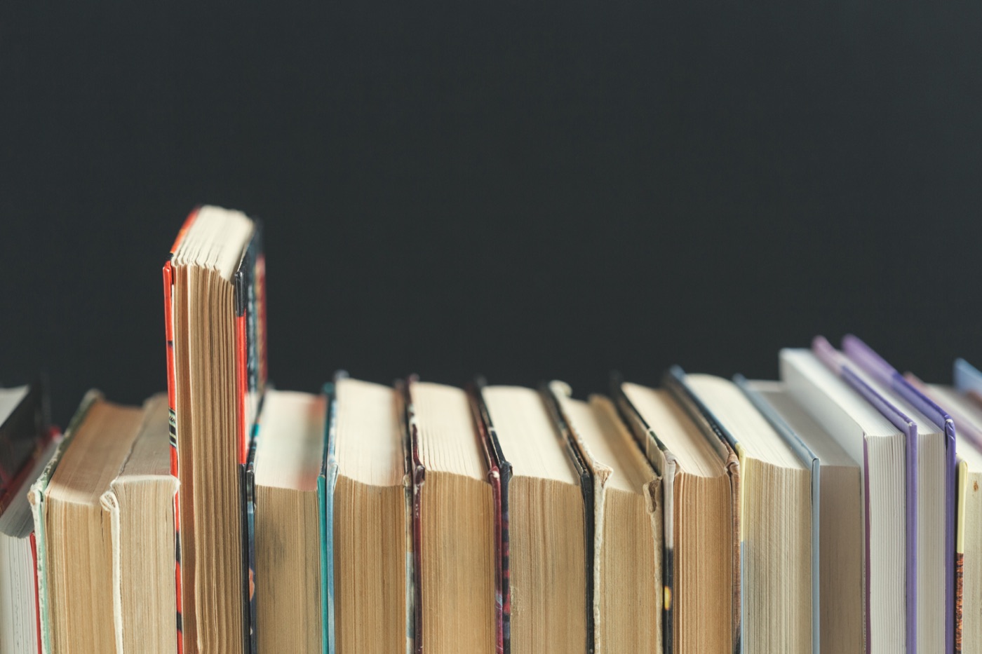 Books arranged on a table
