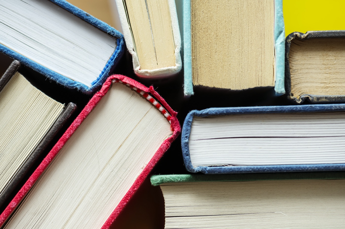A close-up of antique books