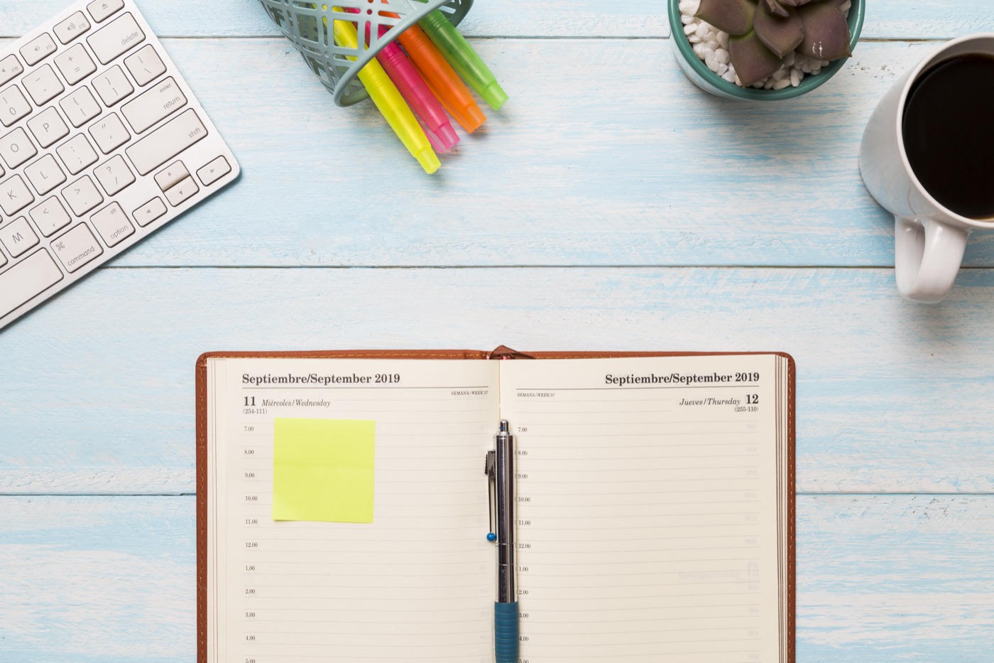 A journal arranged on a desk